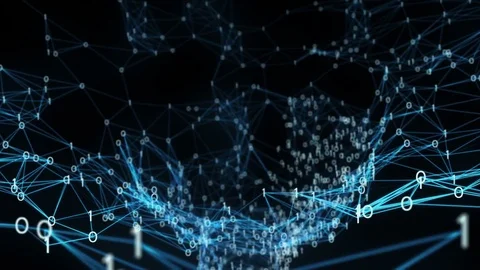 Abstract Motion Background - Digital Binary Plexus Funnel Loop Stock Footage 73748570