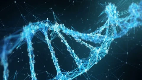 Abstract Motion Background - Digital Binary Plexus DNA molecule 4k Loop Video stock 75811461