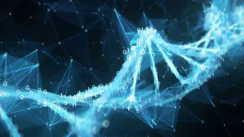 Abstract Motion Background - Digital Binary Polygon Plexus DNA molecule 4k Loop Stock Footage 75811646
