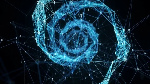 Abstract Motion Background - Digital Binary Plexus DNA spiral 4k Loop Stock Footage 75812414