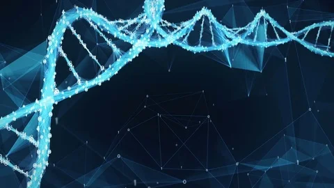 Abstract Motion Background - Digital Binary Polygon Plexus DNA molecule 4k Loop Stock Footage 75813066