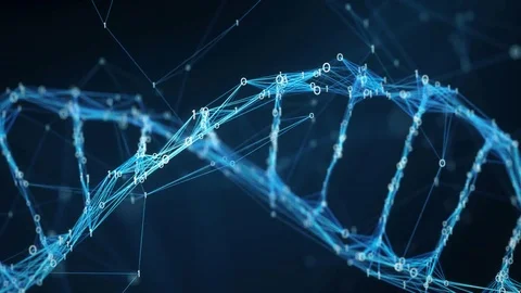 Abstract Motion Background - Digital Binary Plexus DNA molecule 4k Loop Stock Footage 75814700