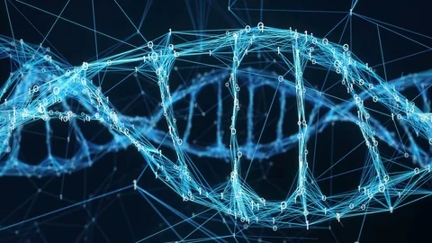 Abstract Motion Background - Digital Binary Plexus DNA molecule 4k Loop Stock Footage 75830075