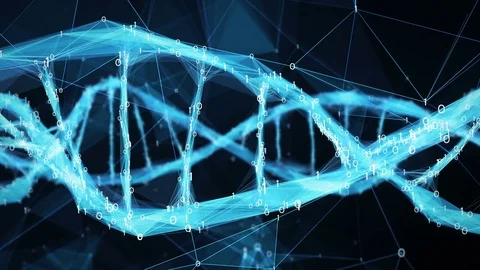 Abstract Motion Background - Digital Binary Polygon Plexus DNA molecule 4k Loop Stock Footage 75830517