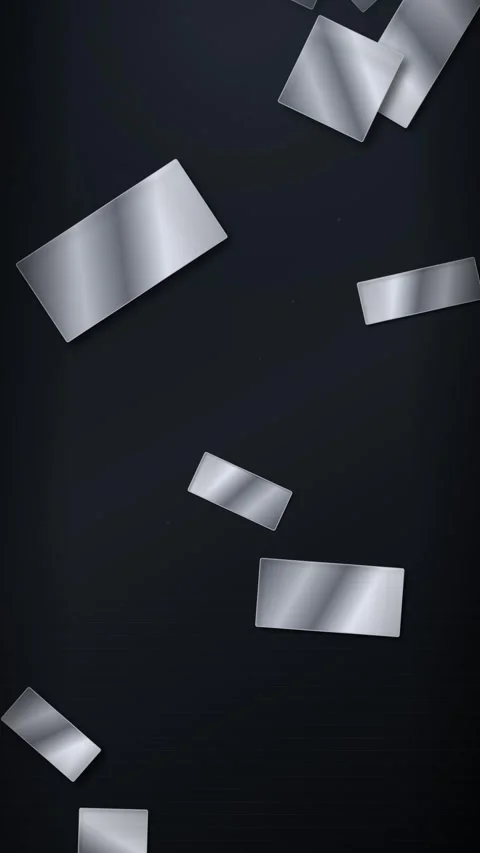 Abstract Motion Background with Falling Metallic Rectangles on Dark Surface Stock Footage 346203181