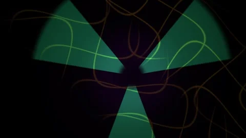 Abstract Motion Background Featuring Glowing Green Radioactive Symbol and D.. Vídeo Stock 341797433