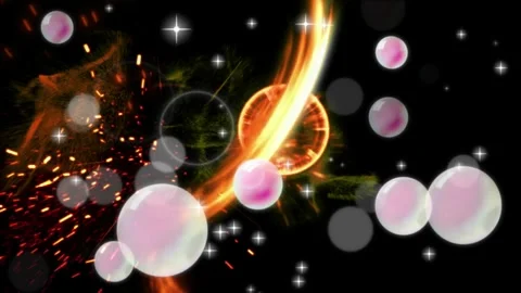 Abstract motion background featuring glowing light streaks and floating Stock-Footage 345329783
