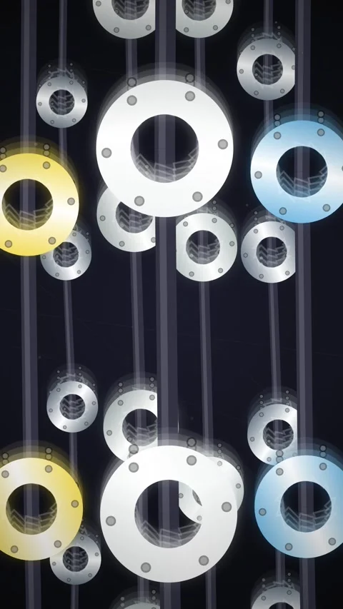 Abstract Motion Background with Floating Metallic Rings and Light Trails Stock Footage 346202765