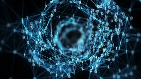 Abstract Motion Background - Flying Digital Binary Tunnel Alpha Matte Loop Stock Footage 73750361