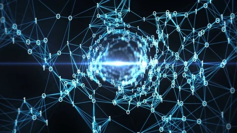 Abstract Motion Background - A Flying Through Digital Binary Plexus Funnel Loop 스톡 동영상 73748199