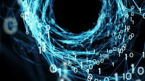 Abstract Motion Background - A Flying Through Digital Binary Plexus Tunnel 스톡 동영상 73748403