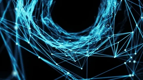 Abstract Motion Background - A Flying Through Digital Plexus Tunnel Stock Footage 73748483