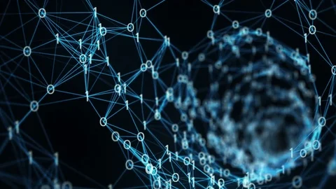 Abstract Motion Background - A Flying Through Digital Binary Plexus Tunnel Loop 스톡 동영상 73749088