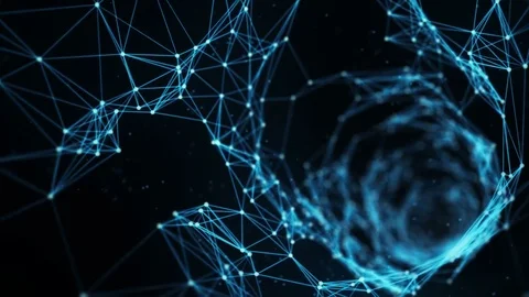 Abstract Motion Background - A Flying Through Digital Plexus Tunnel Loop Stock Footage 73749091