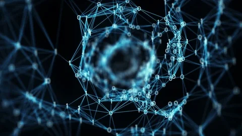 Abstract Motion Background - Flying Through Digital Binary Tunnel Alpha Matte Stock Footage 73750403