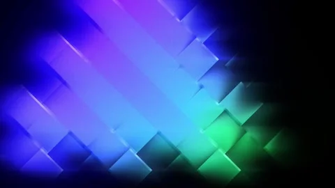 Abstract Motion Background with Glowing Blue and Green Geometric Squares Stock Footage 340177102
