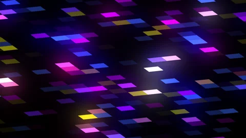 Abstract motion background. Glowing colorful neon led display lights. Mosaic Stock Footage 165156580