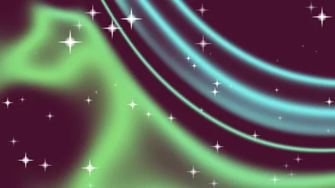 Abstract motion background with glowing green light waves and stars Stock Footage 339250116
