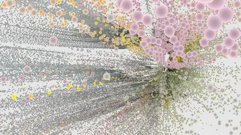 Abstract Motion Background with Glowing Pink and Yellow Particle Flow Stock Footage 337113191