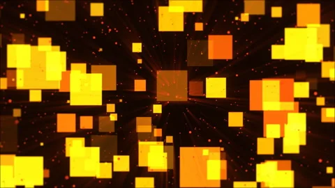 Abstract motion background orange tones with square shapes and glowing particles 스톡 동영상 280144937