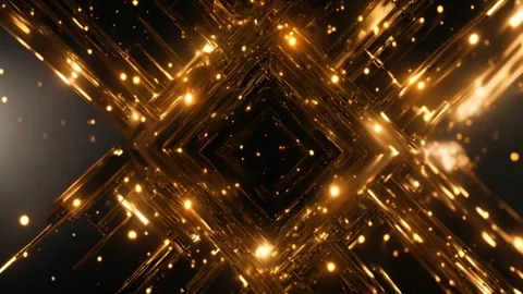 Abstract  Motion Background, particle Gold Light On Black Background Stock Footage 255228560