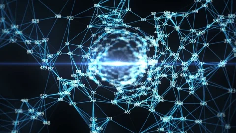 Abstract Motion Background - Random Digits Digital Plexus Tunnel Funnel Loop Stock Footage 82707263