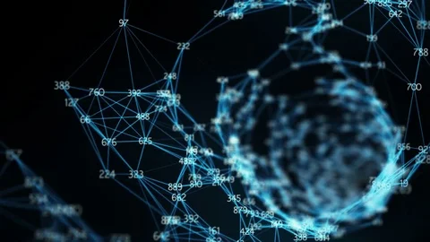 Abstract Motion Background - Random Digits Digital Plexus Tunnel Funnel Loop Stock Footage 82708241