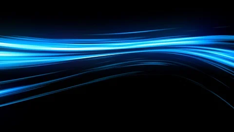 Abstract motion background, shining blue wave on black background, seamless loop Vidéo 96189839