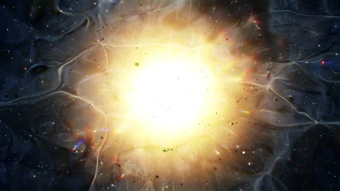 Abstract motion background shining colorful particles. Stock Footage 256386259
