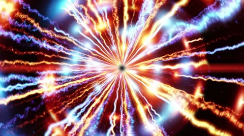 Abstract motion background, shining lights, energy waves and sparkling particles Video stock 33272539