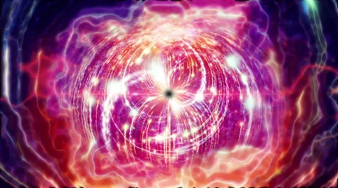 Abstract motion background, shining lights, energy waves and sparkling particles Video stock 33293639