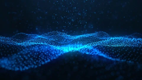 Abstract motion background of shining particles. Digital signature with wave Stock Footage 113240406