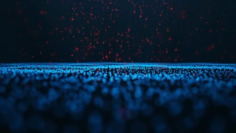 Abstract motion background of shining particles. Digital signature with wave Stock Footage 113248378