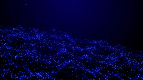 Abstract motion background of shining wave particles. Floating particles wit Stock Footage 140219811