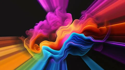 Abstract Motion Background with Vibrant Multi-Colored Swirls Waves and Rays Stock Footage 243525372