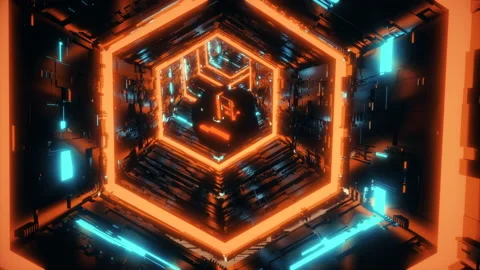 Abstract motion background video of a specular polyhedron flying in the center Stock Footage 138082010