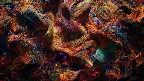 Abstract Motion Background with Waving Colorful Spheres Stock Footage 171993359