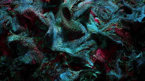 Abstract Motion Background with Waving Colorful Spheres Stock Footage 171993391