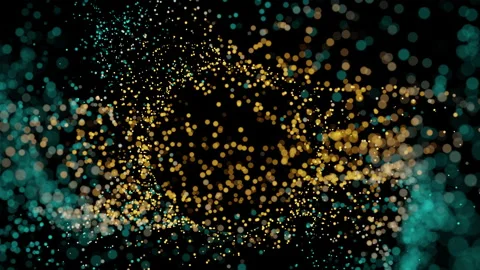 Abstract Motion Background With Yellow And Cyan Particles Stock Footage 138280129