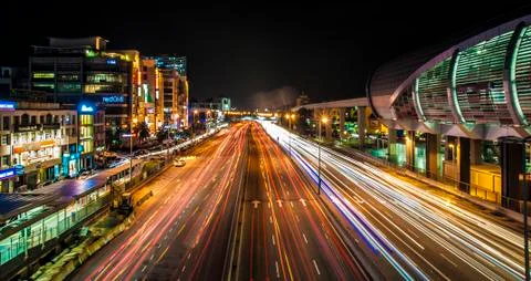 Abstract Motion blur on highway Stock Photos