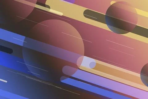 Abstract motion blur tech design with curved panels in blue, purple, and go.. Illustrazione stock