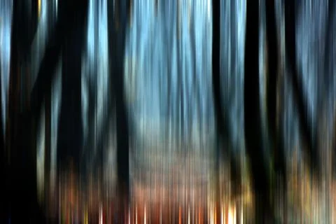 Abstract motion blur of trees in a forest Stock Illustration