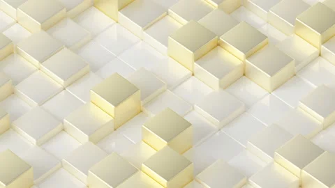 Abstract Motion Cubes Loop 1 Gold x White Stock Footage 147096044