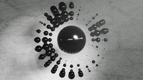 Abstract motion design, black glossy liquid metal spheres morph, round shaped Stock Footage 295927205