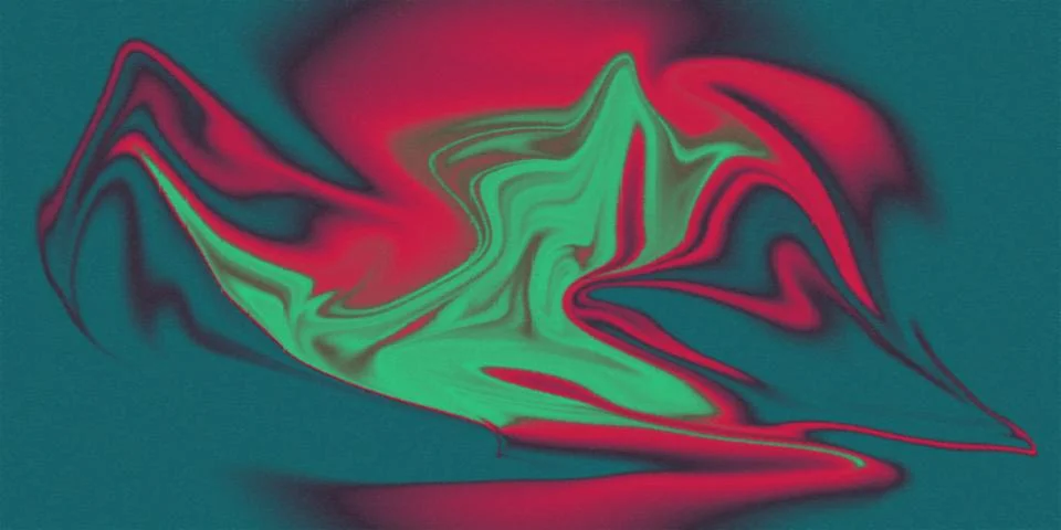 Abstract motion design with red and green liquid swirls on dark background Stock Illustration