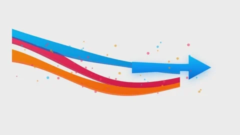 Abstract motion design video featuring colorful flowing ribbons and pointin.. Stock Footage 340905489