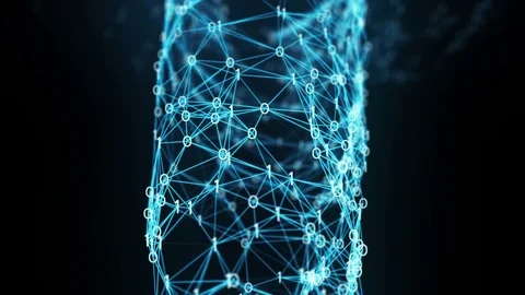 Abstract Motion - Digital Binary Plexus Tunnel Alpha Matte Loop Stock Footage 73747566