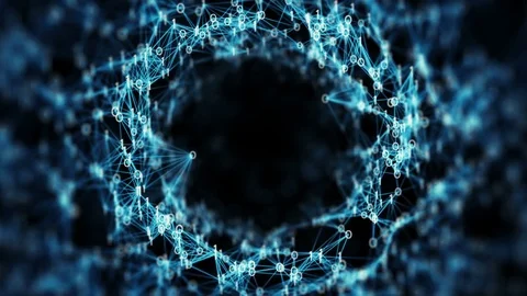 Abstract Motion - Digital Binary Plexus Data Networks Alpha Matte Loop Stock Footage 73747602