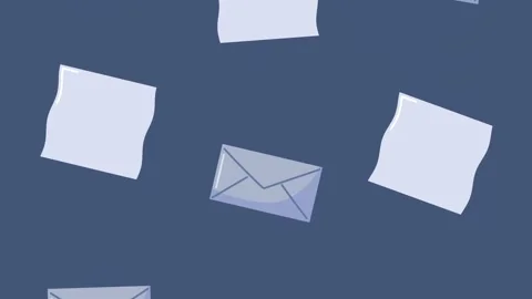 Abstract motion graphic animation of falling paper sheets and envelopes on .. Stockbeeldmateriaal 333719409