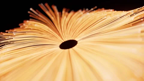 Abstract motion graphic animation of flowing golden fiber optic cables form.. Stock Footage 332383465